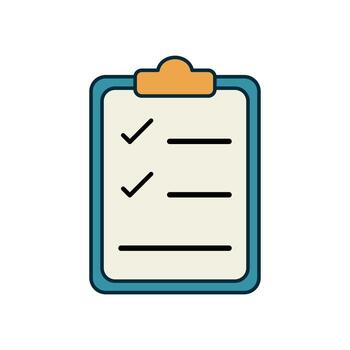 To-do list clipboard with black checkmarks and cream paper in blue outline design vector