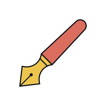 Elegant Calligraphy Pen with Curved Nib and Bold Colors Isolated Design vector