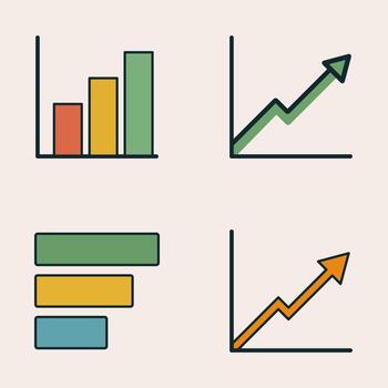 Graphs and charts for data representation vector