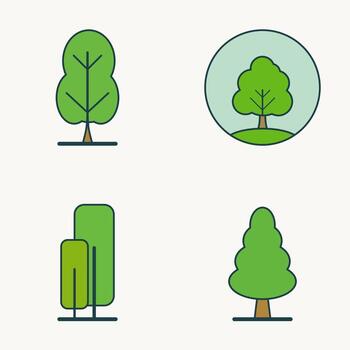 Vector illustrations of different trees