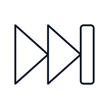 Modern Icon of a Dual Fast Forward Playback Symbol Featuring Clear Triangles and a Terminal Line Representing Rapid Progression in Digital Media Controls vector