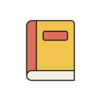 Flat Style Educational Book Icon Featuring Bold Color Blocks and Clean Outline vector