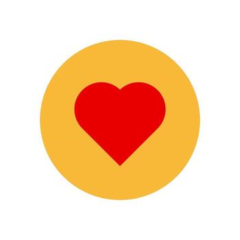 moderno icono de rojo corazón dentro redondo amarillo forma en plano estilo para web y móvil elementos vector