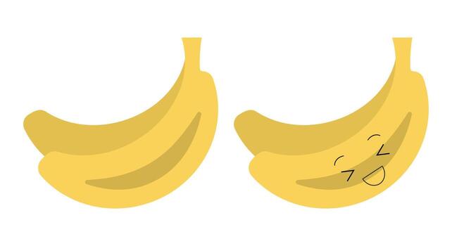 This collection features playful line icons of bananas, showcasing their bright yellow color and unique shapes. The icons capture the fun essence of bananas, making them visually appealing. vector