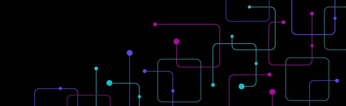 Futuristic Neon Circuit Path Abstract Background High Tech Digital Data Flow, Cyber Connection, and Communication Concept for Web Banner vector