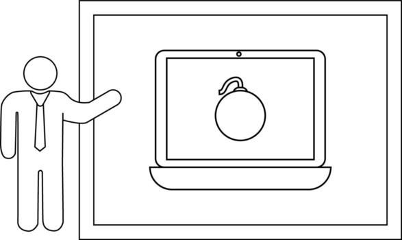 palo figura puntos a ordenador portátil pantalla demostración bomba en enmarcado monitor vector
