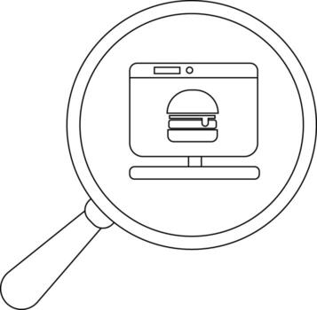 un aumentador vaso se enfoca en un monitor demostración un hamburguesa imagen vector