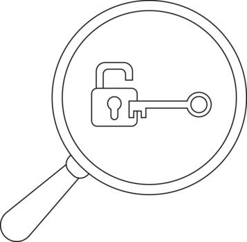 un abierto candado y llave dentro un aumentador vaso vector