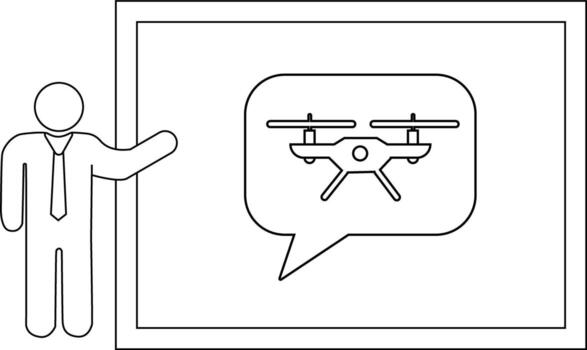 Man presenting board with drone in speech bubble vector