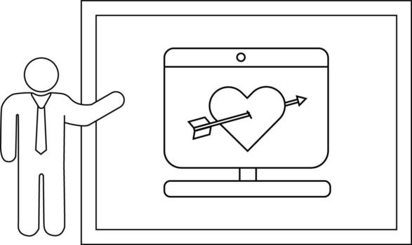 presentación caracteristicas un palo figura presentación un monitor mostrando un corazón traspasado por un flecha vector