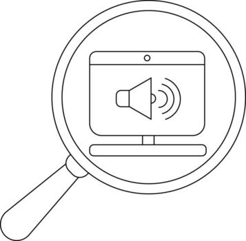 aumentador vaso enfoque en un computadora monitor demostración un sonido icono vector