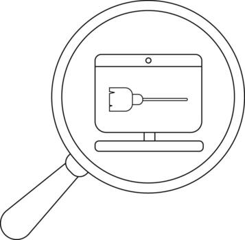 resumido aumentador vaso se enfoca en un computadora monitor mostrando un ethernet cable ilustración vector