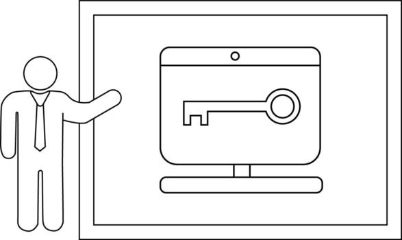 palo figura puntos a un monitor mostrando un llave conjunto dentro un enmarcado antecedentes vector