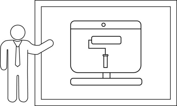 un palo figura puntos a un pantalla demostración un pintar rodillo todas dentro un rectangular marco vector