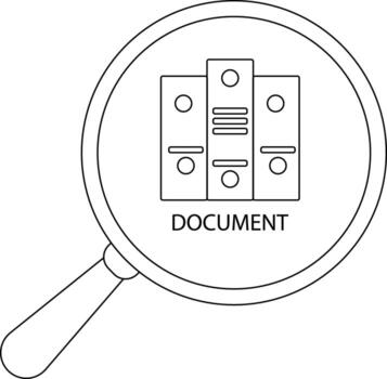 un aumentador vaso se enfoca en un archivo gabinete destacando documento texto abajo eso vector