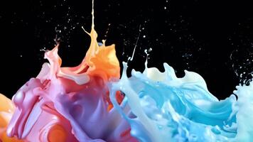 dynamisk flytande måla explosion med Färg brista och abstrakt strömma video