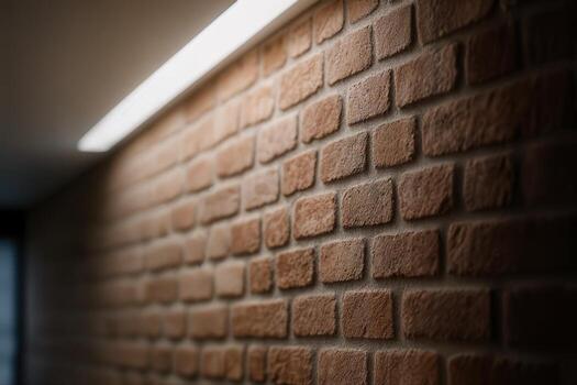 Brick Wall Illuminated by Natural Light in an Indoor Setting with a Modern and Minimalist Composition Featuring Textured Surfaces and Subtle Depth photo
