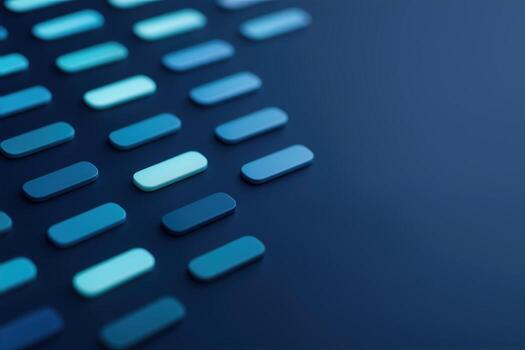 Glowing Chip Pattern Displaying a Modern Design With Blue and Green Rectangular Elements on a Dark Surface, Creating a Futuristic and Minimalistic Look. photo