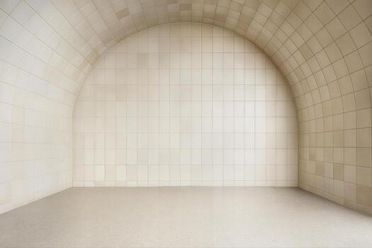 Ceramic Vault Design Showcasing Symmetrical Curved Architecture in a Minimalist Indoor Space with Soft Lighting and Neutral Tones photo
