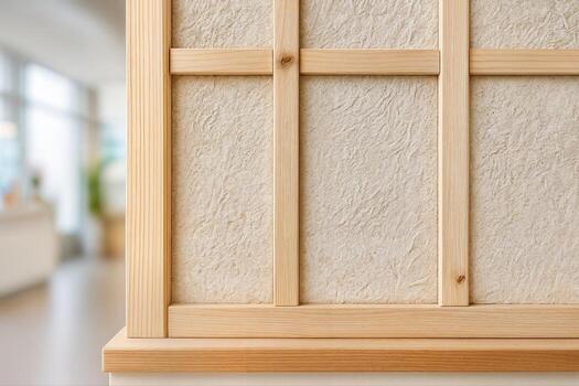 Hemp Lime Timber Panels Display in an Indoor Setting With Natural Light and Soft Background Blur Showing Textured Design and Timber Framework photo