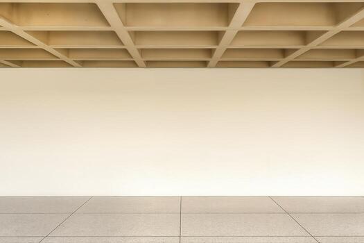 Modern Ceiling Design in a Minimalist Indoor Space Featuring Geometric Patterns and Soft Lighting Creating a Calm and Stylish Atmosphere photo