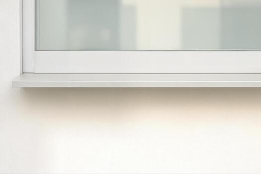 Sunlit Facade Capturing Playful Light Patterns on Modern Window Sill in Minimalist Exterior Setting With Subtle Natural Light photo