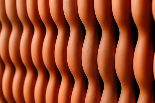 Terracotta Baguettes Artistically Arranged in a Wave Pattern Creating a Mesmerizing Visual Effect With Warm Lighting and Shallow Depth of Field photo