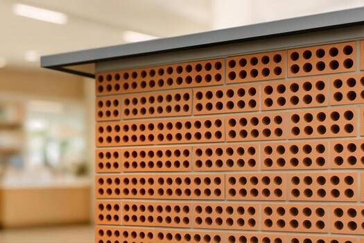 Terracotta Ventilated Screen Indoors Highlighting Architectural Detail With Modern Design Elements And Soft Lighting In A Contemporary Setting photo