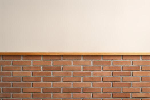 Exposed Brick Wall and Wooden Trim with Minimalist Design in a Contemporary Interior Setting Capturing a Blend of Rustic and Modern Styles photo