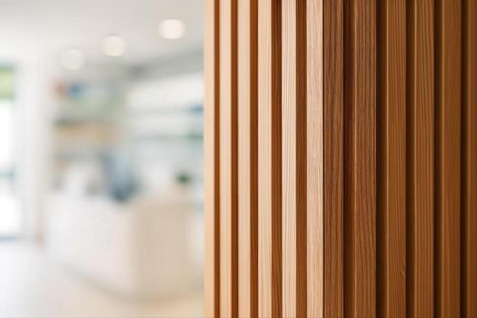Timber Wall Detail In A Bright Interior With Shallow Depth Of Field Showing Elegant Wooden Panels And A Blurred Background Design photo