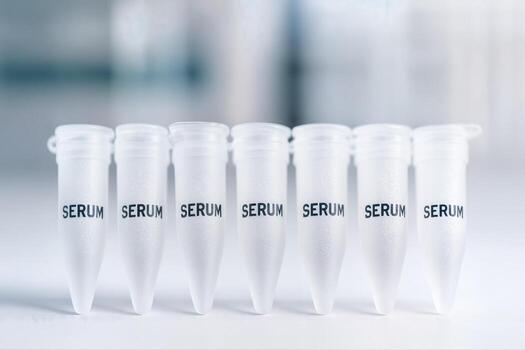 Serum Tubes Aligned in a Laboratory Setting Under Bright Lighting With a Focus on Precision and Organization in Modern Biomedical Research photo