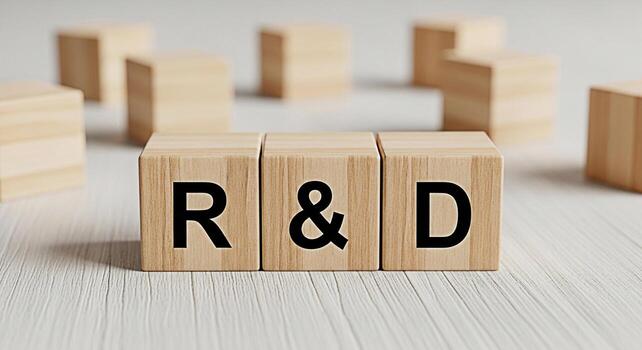 Wooden blocks displaying RD on a white wooden surface symbolizing research and development innovation and progress in a clean and minimalist setting fostering a sense of creativity and strategic think photo