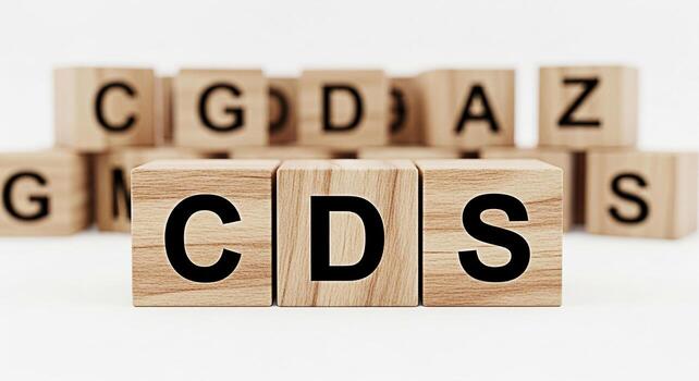 Wooden blocks spelling out CDS and other letters on a white surface representing learning and education creating a playful and engaging atmosphere for childrens development and cognitive skills photo