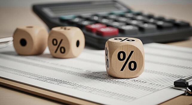 Calculator resting on a neutral surface ready for calculations symbolizing precision and financial planning in a business or educational setting conveying a sense of accuracy and attention to detail photo