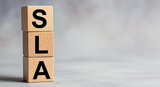 Wooden blocks displaying SLA on a neutral surface symbolizing service level agreement in a business setting conveying a message of commitment and quality assurance photo