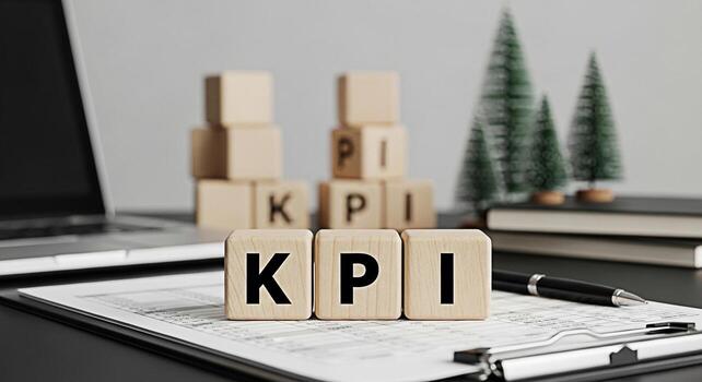 KPI wooden blocks standing on a financial report in a modern office setting symbolizing performance measurement business strategy and datadriven decisionmaking for achieving organizational goals photo
