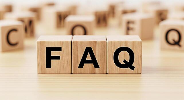 FAQ wooden blocks displaying information on a wooden surface providing answers to common questions and creating a helpful and informative atmosphere for customers and website visitors photo