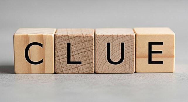 de madera bloques ortografía pista en un gris superficie sugerencia misterio y investigación ideal para rompecabezas juegos y resolver problemas conceptos creando un sentido de intriga y desafío foto