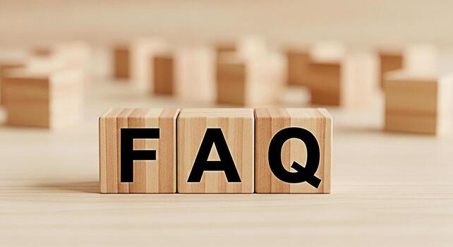 Wooden blocks spelling FAQ on a light wooden surface representing frequently asked questions and information creating a sense of clarity and guidance for users seeking answers and support photo