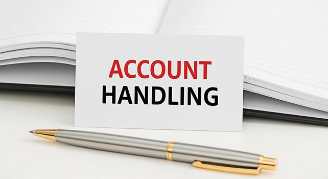 de cerca de cuenta manejo mensaje desplegado en un tarjeta con un bolígrafo en un brillante oficina ajuste simbolizando financiero administración y cliente relación excelencia foto