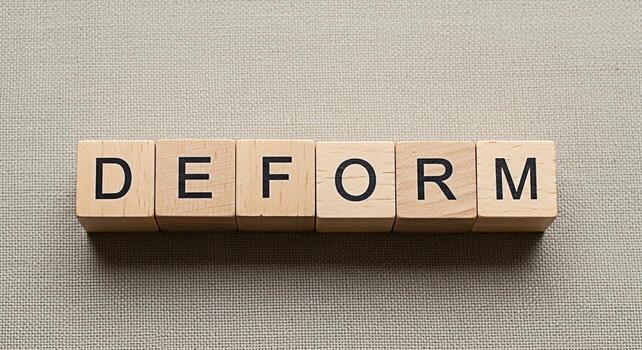 de madera bloques ortografía deformar en un texturizado superficie representando distorsión y cambio simbolizando transformación y el potencial para modificación en un neutral y minimalista ajuste foto