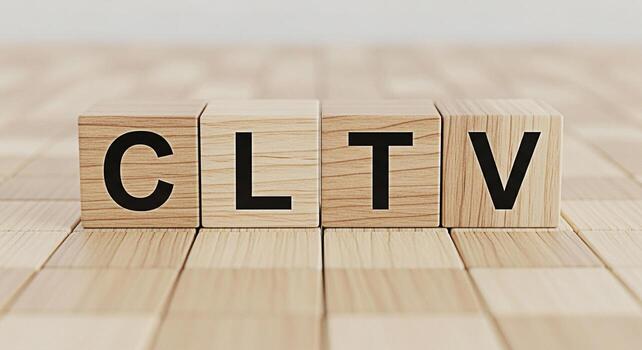 Wooden blocks displaying CLTV on a wooden surface representing Customer Lifetime Value a key metric for business success and customer relationship management in a bright and clean environment photo