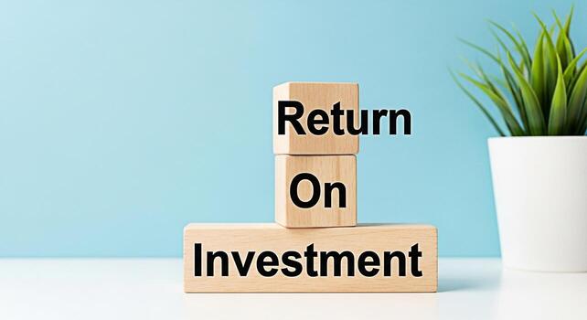 de madera bloques mostrando regreso en inversión en un brillante estudio ajuste simbolizando financiero crecimiento y éxito transporte un mensaje de prosperidad y estratégico inversión planificación para futuro ganancias foto