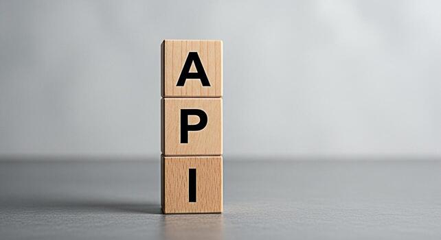 de madera bloques mostrando api acrónimo en un neutral gris superficie representando solicitud programación interfaz exhibiendo software desarrollo y conectividad con un limpiar minimalista estético foto