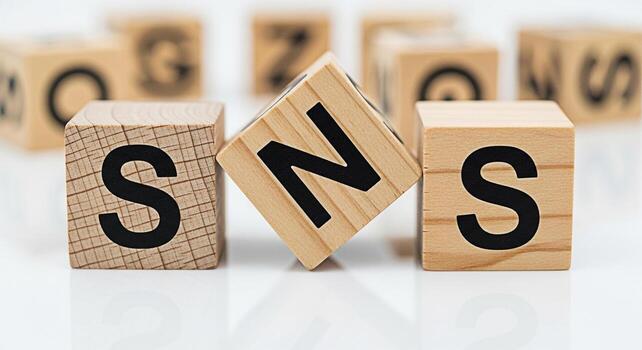 Wooden blocks spelling SNS on a white surface symbolizing social networking and online communication conveying a modern and interconnected world with a focus on digital interaction and information sha photo
