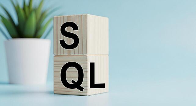 Wooden blocks displaying SQL in a bright studio setting representing database management and structured query language concepts for software development and data analysis photo