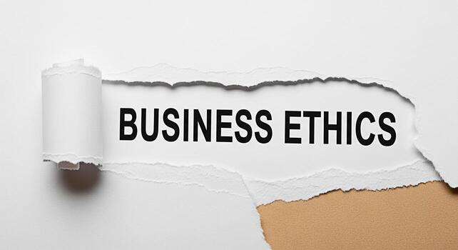 Revealing the importance of business ethics through torn paper symbolizing transparency and integrity in a corporate environment promoting a message of ethical responsibility and building trust photo