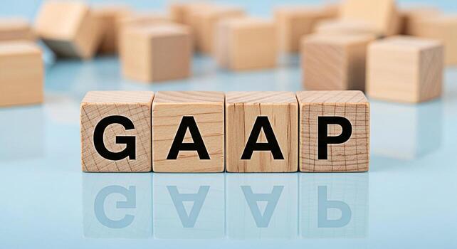 Wooden blocks spelling GAAP on a reflective blue surface representing financial compliance and transparency in business accounting conveying a sense of order and reliability in financial reporting photo