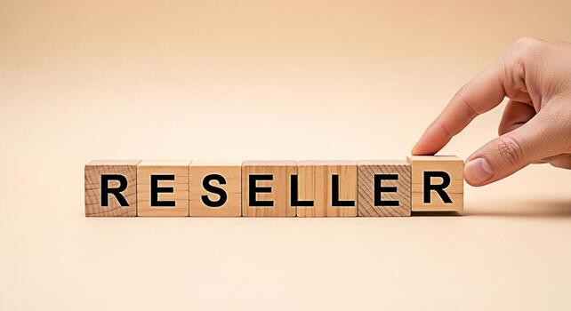 Human hand placing a wooden block in a row on a beige surface symbolizing strategy decisionmaking and problemsolving with a minimalist and clean aesthetic for business and personal growth photo