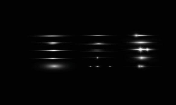 Abstract collection of glowing light streaks and bokeh effects on a dark background vector